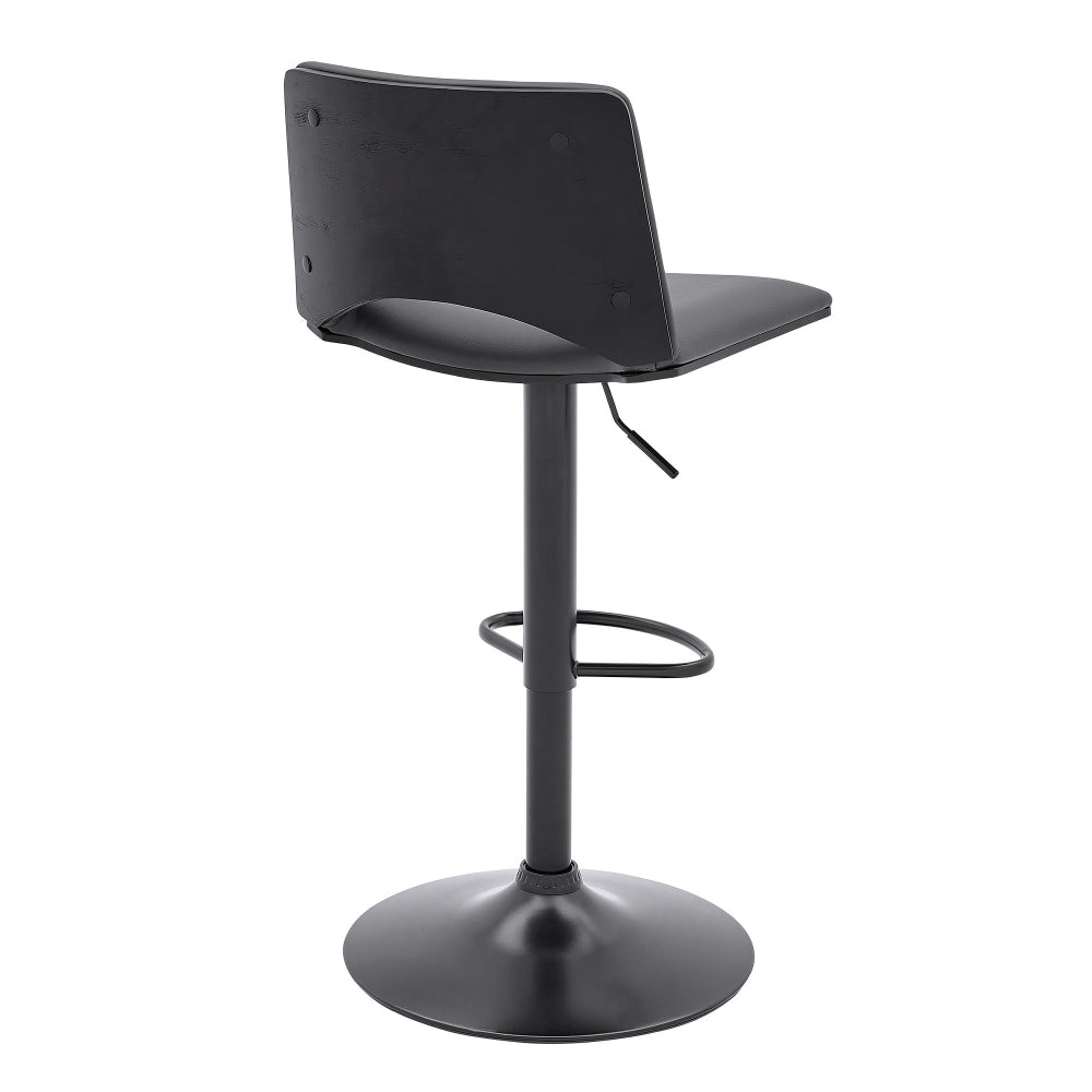 Thierry Adjustable Swivel Gray Faux Leather and Black Metal Bar Stool - BM246077