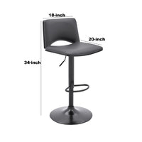 Thierry Adjustable Swivel Gray Faux Leather and Black Metal Bar Stool - BM246077