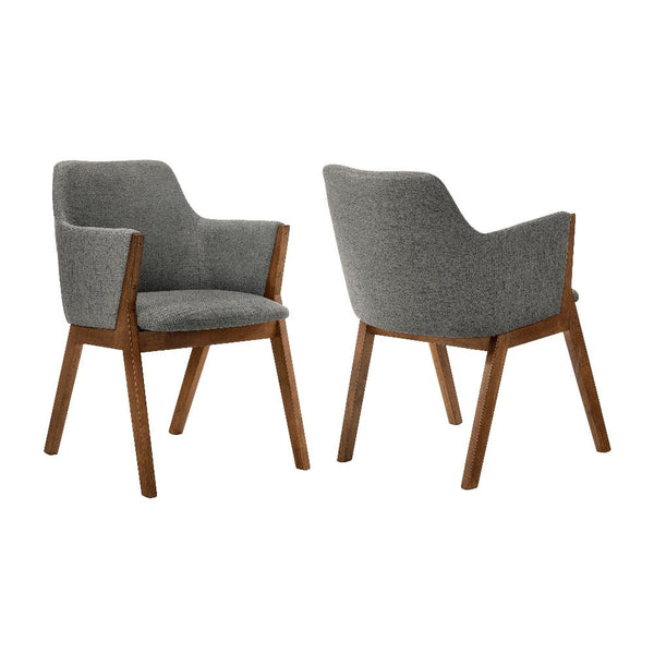 Renzo Charcoal Fabric and Walnut Wood Dining Side Chairs - Set of 2 - BM246079