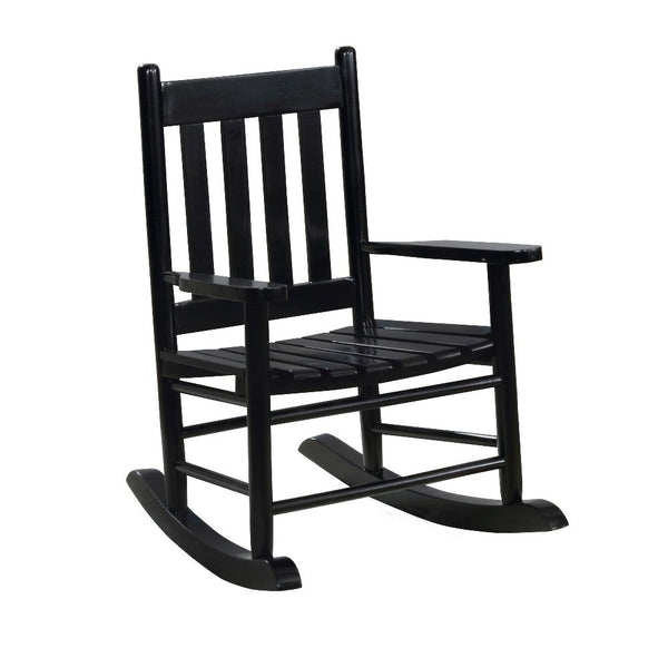 Youth Rocking Chair with Slatted Design Back and BM296985Seat, Black - BM246081