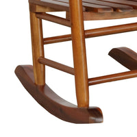 Rocking Chair with Slatted Design Back and Seat, Brown - BM246082