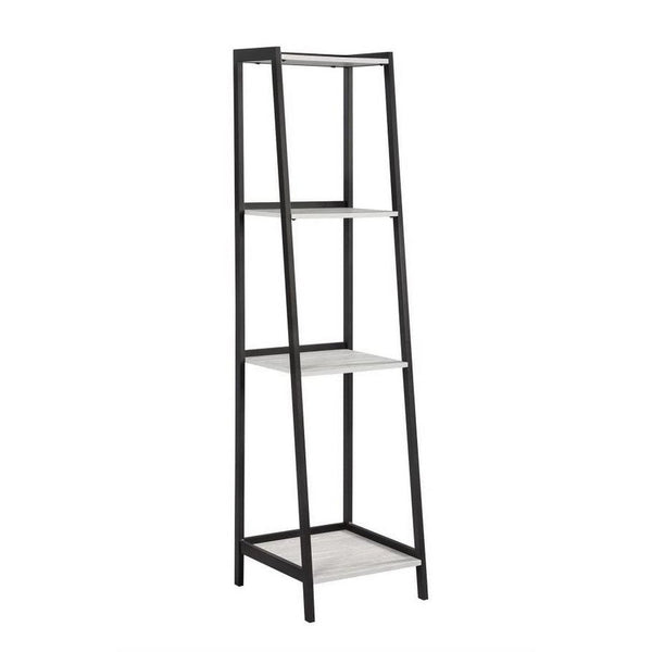Ladder Bookcase with 4 Tier Shelves and Metal Frame, Gray - BM246100