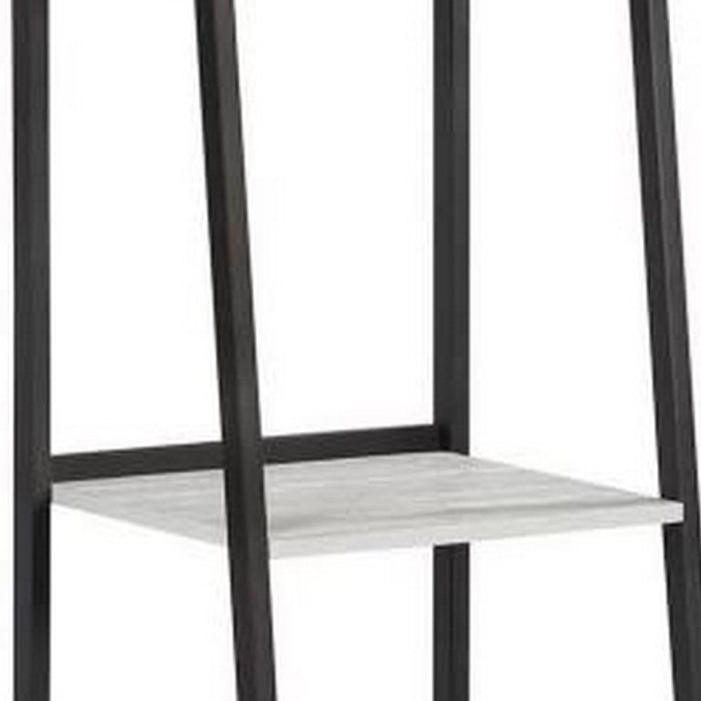 Ladder Bookcase with 4 Tier Shelves and Metal Frame, Gray - BM246100