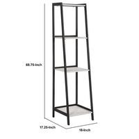 Ladder Bookcase with 4 Tier Shelves and Metal Frame, Gray - BM246100