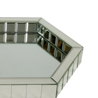 Tray with Hexagonal Beveled Mirror Panel Framing, Clear - BM246103