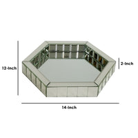 Tray with Hexagonal Beveled Mirror Panel Framing, Clear - BM246103