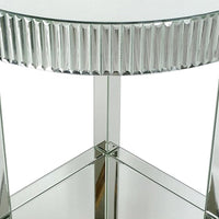 Corner Table with Beveled Mirror Frame and Open Bottom Shelf, Clear - BM246110