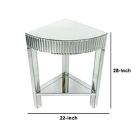 Corner Table with Beveled Mirror Frame and Open Bottom Shelf, Clear - BM246110