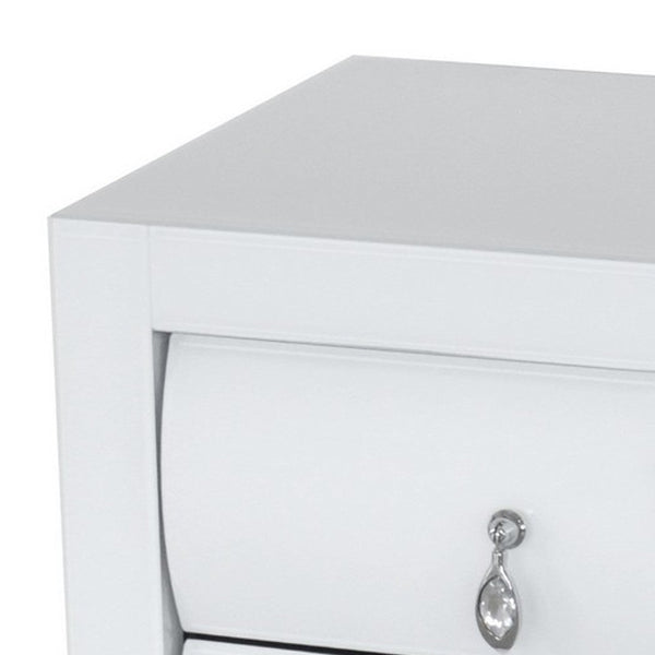 Wooden Chest with 3 Drawers and Crystal Pulls, White - BM246122