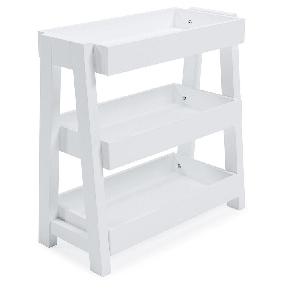 Accent Table with 3 Tier Tray Design Shelves, White - BM248103