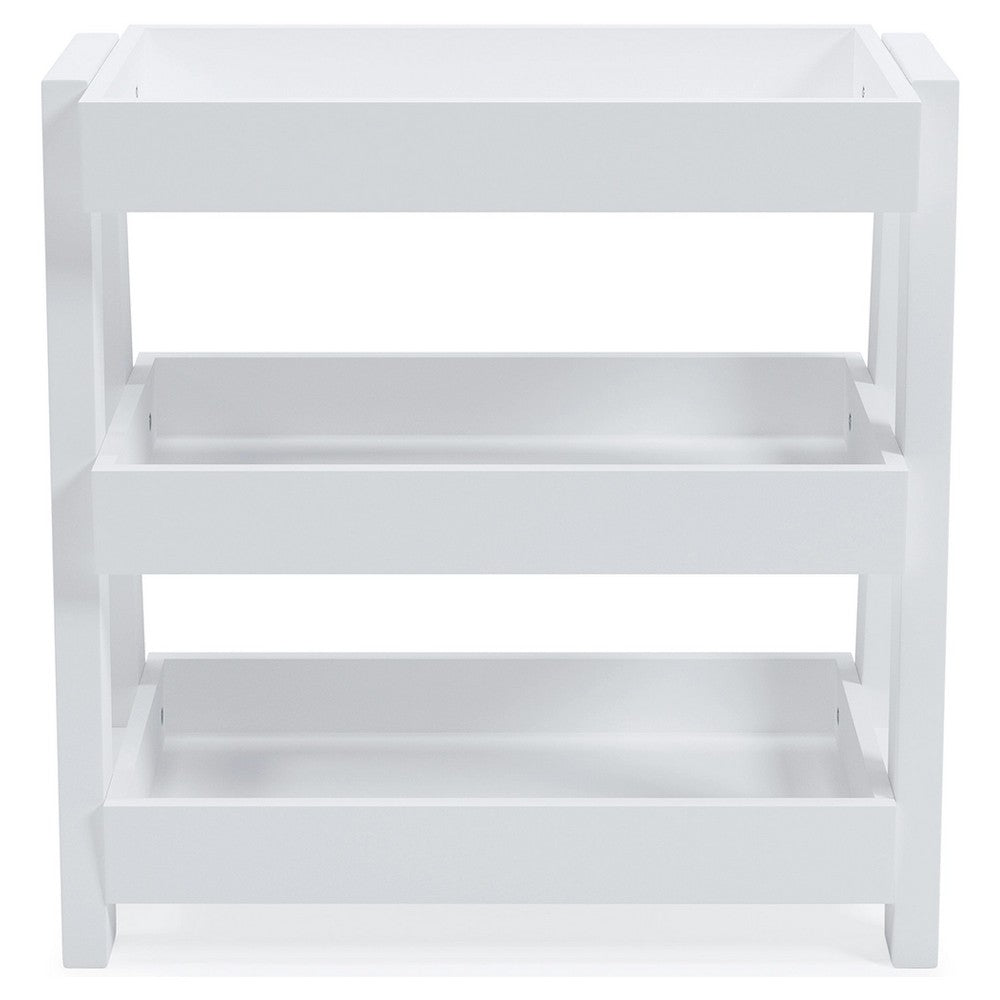 Accent Table with 3 Tier Tray Design Shelves, White - BM248103