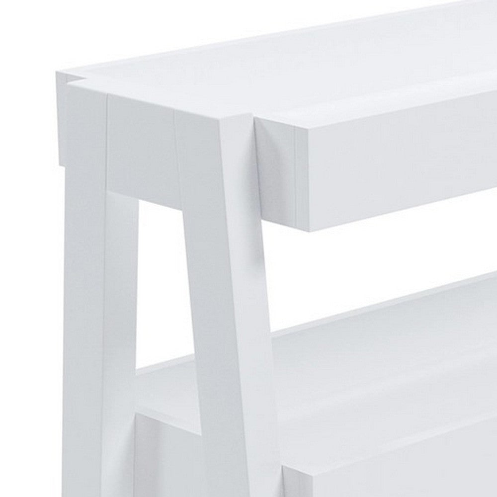 Accent Table with 3 Tier Tray Design Shelves, White - BM248103