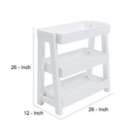 Accent Table with 3 Tier Tray Design Shelves, White - BM248103