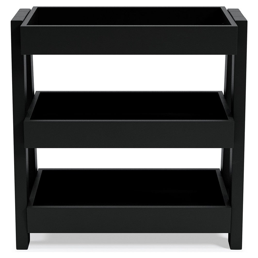 Accent Table with 3 Tier Tray Design Shelves, Black - BM248106