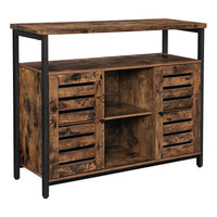 Sideboard with 2 Louvered Doors and Adjustable Shelves, Brown - BM248130