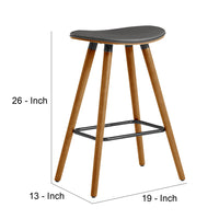 26 Inch Faux Leather Counter Height Backless Bar Stool, Brown and Gray - BM248146