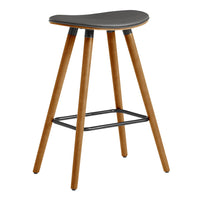 26 Inch Faux Leather Counter Height Backless Bar Stool, Brown and Gray - BM248146