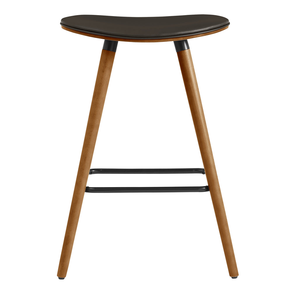 26 Inch Faux Leather Counter Height Backless Bar Stool, Brown - BM248148