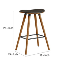 26 Inch Faux Leather Counter Height Backless Bar Stool, Brown - BM248148