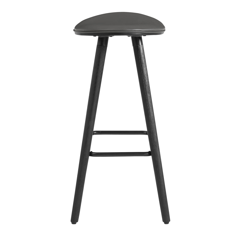 26 Inch Faux Leather Counter Height Backless Bar Stool, Black and Gray - BM248149