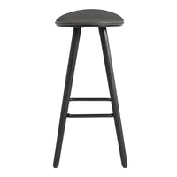 26 Inch Faux Leather Counter Height Backless Bar Stool, Black and Gray - BM248149