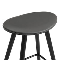 26 Inch Faux Leather Counter Height Backless Bar Stool, Black and Gray - BM248149