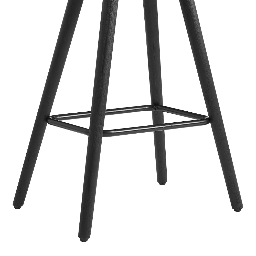 26 Inch Faux Leather Counter Height Backless Bar Stool, Black and Gray - BM248149