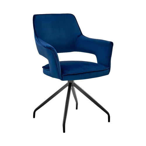 Velvet Upholstered Contemporary Accent Chair, Black and Blue - BM248162
