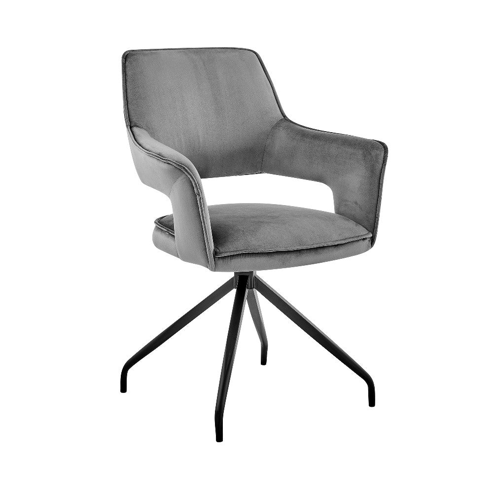 benzara Velvet Upholstered Contemporary Accent Chair Black and Gray - BM248163
