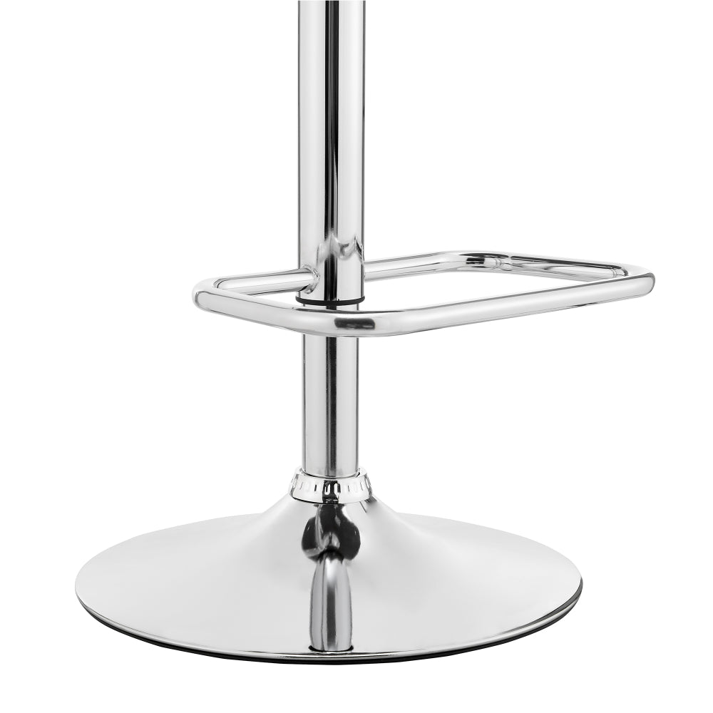 Metal and Faux Leather Adjustable Bar Stool, Black and Silver - BM248172