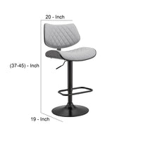 Metal and Faux Leather Adjustable Bar Stool, Black and Gray - BM248173