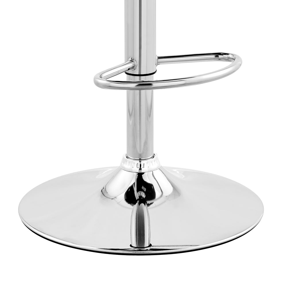 Faux Leather and Metal Adjustable Bar Stool, Gray and Silver - BM248174