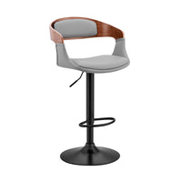 Open Back Faux Leather and Metal Bar Stool, Walnut and Gray - BM248178