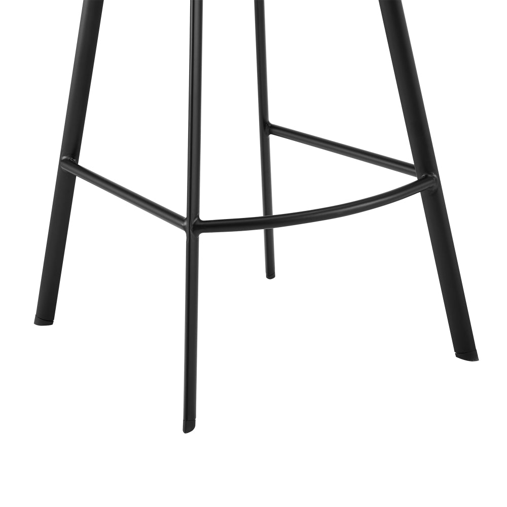 30 Inch Leatherette and Metal Swivel Bar Stool, Black - BM248189