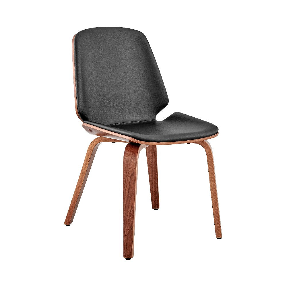 Leatherette Dining Chair with Slightly Curved Seat, Black - BM248195