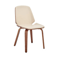 Leatherette Dining Chair with Slightly Curved Seat, Cream - BM248197