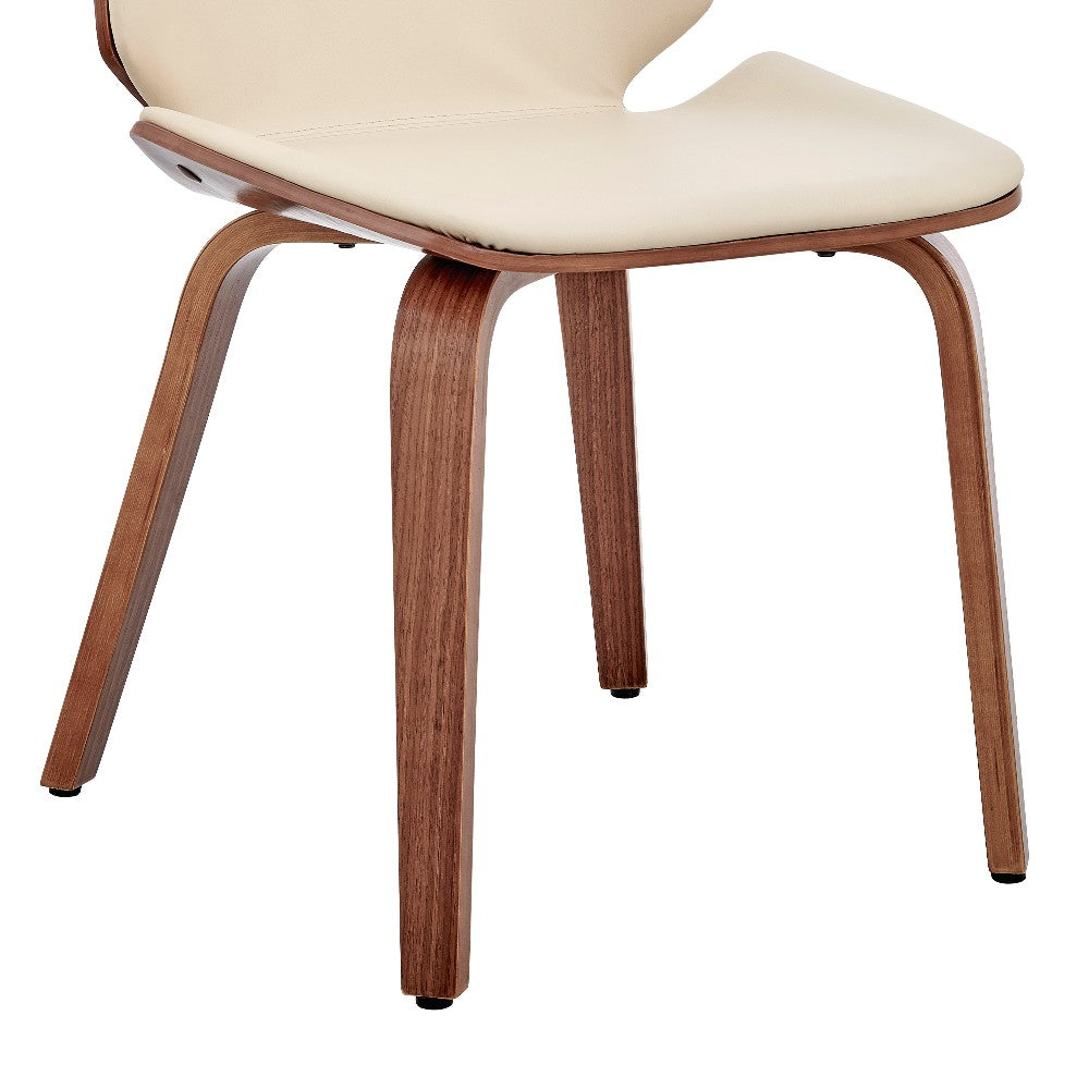 Leatherette Dining Chair with Slightly Curved Seat, Cream - BM248197