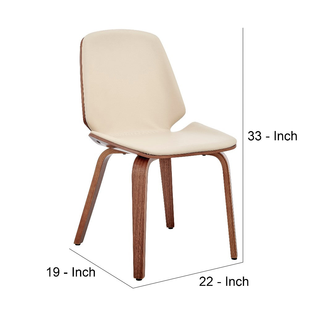 Leatherette Dining Chair with Slightly Curved Seat, Cream - BM248197