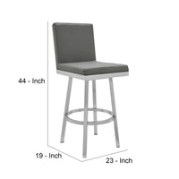 30 Inch Swivel Barstool with Metal Frame and Hexagonal Back, Gray - BM248198