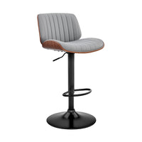 Swivel Barstool with Channel Tufted Leatherette Seat, Gray - BM248220