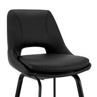 30 Inch Open Back Leatherette Swivel Bar Stool, Black - BM248231