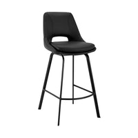 30 Inch Open Back Leatherette Swivel Bar Stool, Black - BM248231