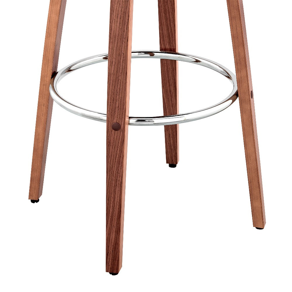 26 Inch Leatherette Barstool with Curved Cushioned Back, Brown - BM248264