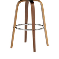 Swivel Bar Stool with Open Design Wooden Back, Gray - BM248286