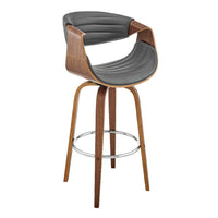 Swivel Bar Stool with Leatherette Bucket Seat, Gray - BM248292