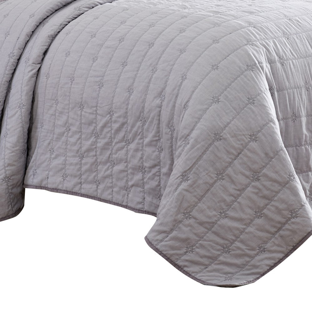 Veria 3 Piece Queen Quilt Set with Channel Stitching  Light Gray - BM250000