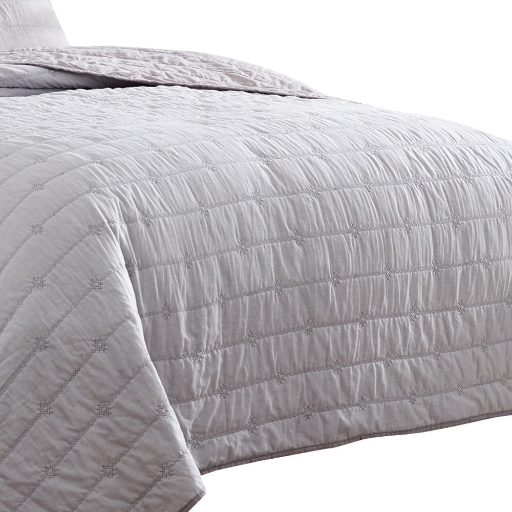 Veria 3 Piece Queen Quilt Set with Channel Stitching  Light Gray - BM250000