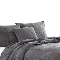 Veria 4 Piece Queen Quilt Set with Polka Dots  Charcoal Gray - BM250016