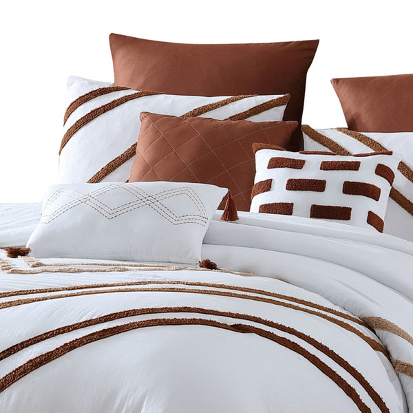 Veria 8 Piece King Comforter Set with Striped Pattern The Urban Port, Brown - BM250043