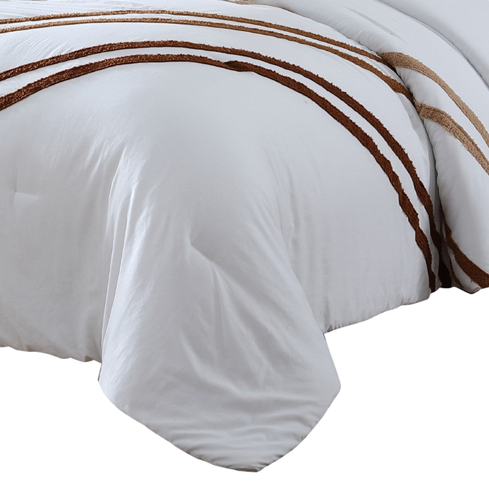 Veria 8 Piece King Comforter Set with Striped Pattern The Urban Port, Brown - BM250043